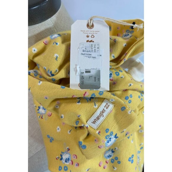 BILLABONG WRANGLER The Ringer Tank Top Sz L Yellow Floral Printed Organic Cotton - Picture 9 of 9
